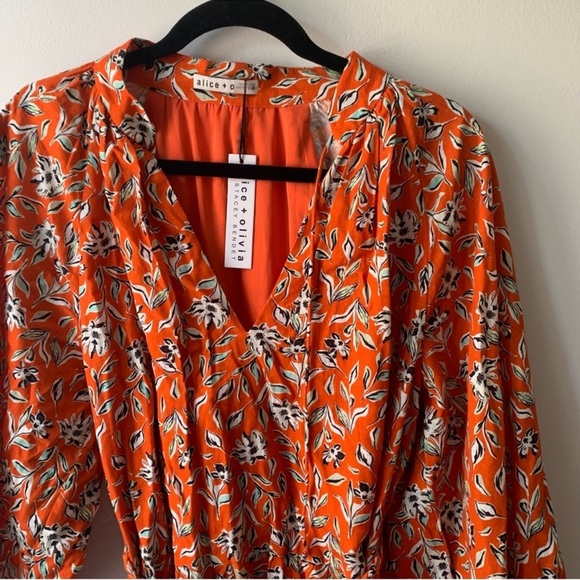 alice + olivia Lilian Linen Dress In Free Swinging Sienna Sz 6 - Picture 6 of 12